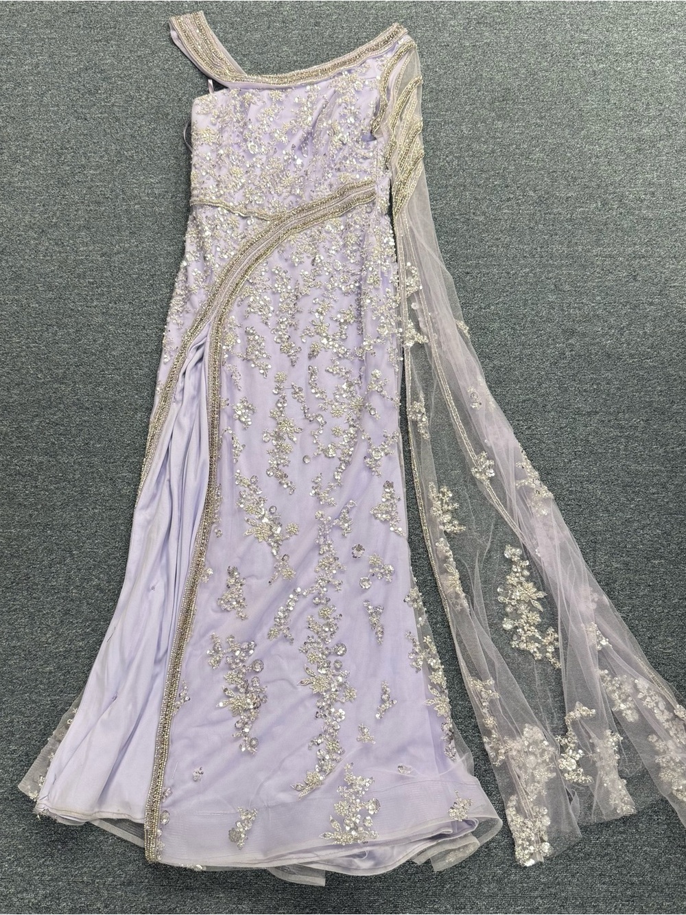 Lavender Purple Glitter Beaded Gown